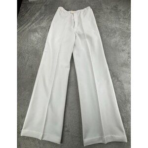 Vintage Nikki Pants White Polyester Knit Elastic Waist Wide Leg Size 9/10